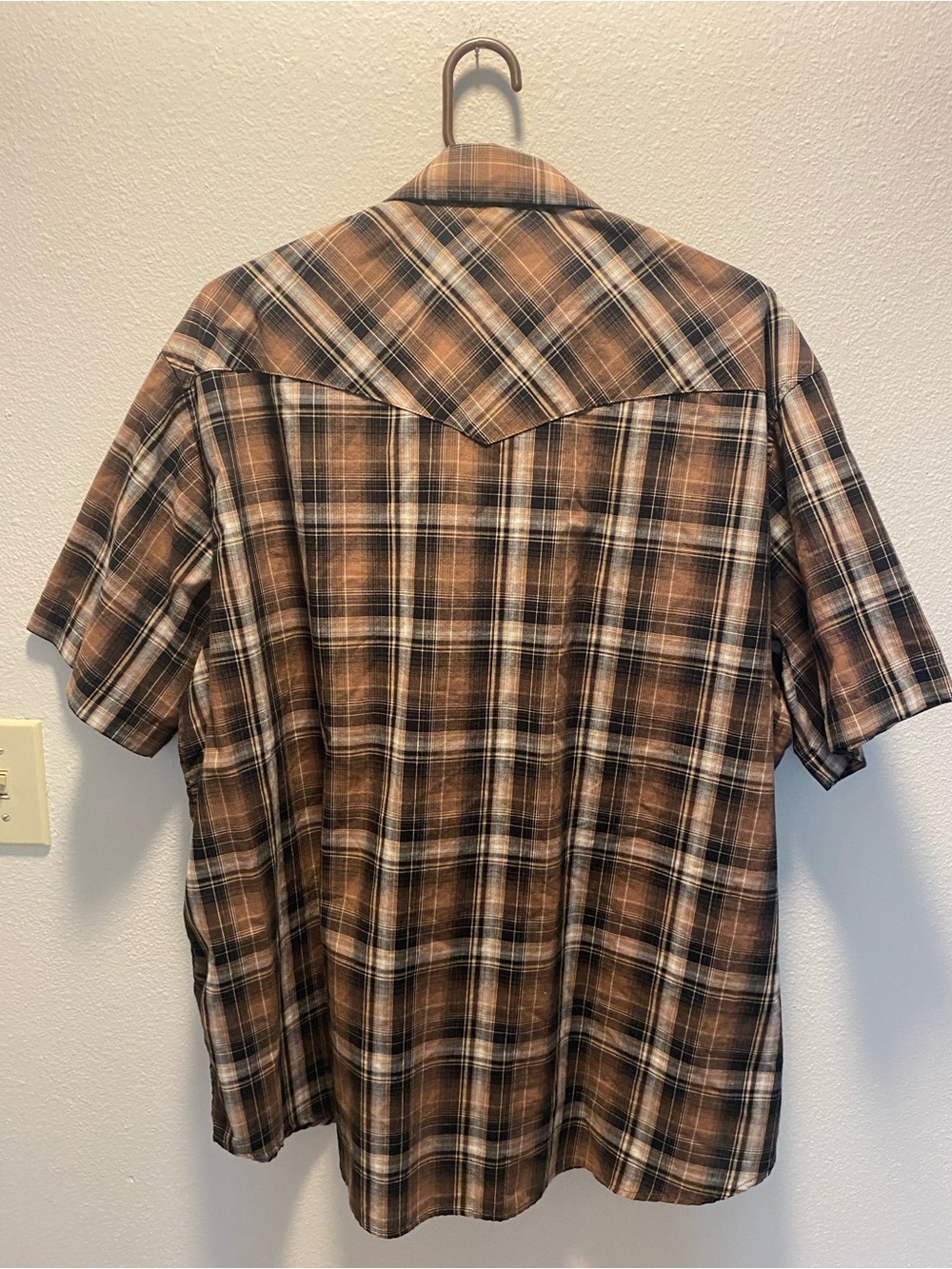 Wrangler Brown Plaid Short Sleeve Western Shirt 2X Like New - Picture 4 of 5